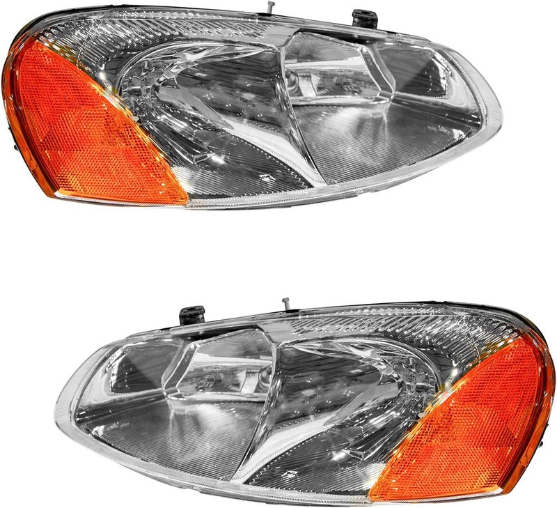 TRQ 2 Piece Headlight Assembly Set Driver & Passenger Side Compatible with Chrysler Sebring Convertible & Sedan 2001-2003 Dodge Stratus Sedan 2001-2005 Stratus 2006 CH2502128 CH2503128 4805820AA - Image 3